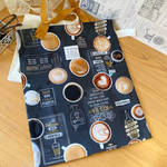 ちょっとそこまで☆少し大きめエコバッグ♪ ブラックコーヒー&ラテアートプリント