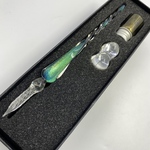 【送料無料】手作り　ガラスペン　硝子ペン　万年筆　付けペン　文房具 オーロラ　グリーン