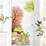 ウォールステッカー S521 イラストツリー　コーギー　花　植木鉢　景色　DIY 壁シール　インテリアシート　剥がせるシール 送料無料 