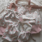 帆布レッスンバッグ、シューズバッグ、お着替え袋、移動ポシェット、給食袋＆ナフキンセット＊フェリシテピンク