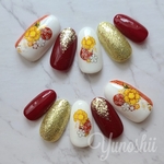 和柄ネイル 深紅