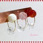 ★SALE 天然石のリバーシブルイヤリング　カーネリアン