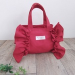 あおりバッグ☆蝶々みたいなバタフライバッグ　ボストンバッグ☆フリルバッグ（レッド）