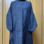 ウール着物生地で作った割烹着　青色