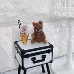 ハンドメイド ミニチュア 羊毛フェルト くま ぬいぐるみと花瓶のセット