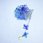【紫陽花と蝶】ディップアートの髪飾り