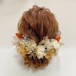 ✴︎ドライフラワー髪飾り✴︎オレンジゴールド和装飾り和柄ヘア飾り成人式ヘア飾り成人式飾り結婚式白無垢卒業式ウェディングブライダル