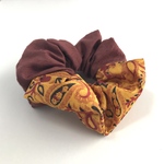 kimono&sariシュシュ(ワインレッド×マスタードイエロー)♦︎着物　サリーシュシュ　エスニック　シルクシュシュ