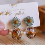 コスモス　ミントブルー×お花ボタニカルピアス、イヤリング