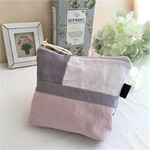 大人乙女にピンク色リネンパッチポーチ*リトアニアリネン*linen*手洗い用品入れ*バック整理*小物入れ