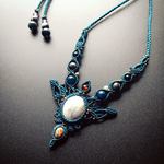 ocean jasper × copper turquoise / macrame amulet＃マクラメネックレス＃