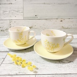 ✨ミモザ柄✨カップ＆ソーサー✨2客SET