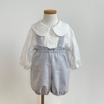 【80.90サイズ】フランネルのかぼちゃパンツサロペット(グレーブルー)☆ベビー服 女の子 男の子 80サイズ 90サイズ　1歳　2歳