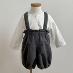 【80.90サイズ】フランネルのかぼちゃパンツサロペット(グレー)☆ベビー服 女の子 男の子 80サイズ 90サイズ　1歳　2歳