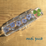  春　忘れな草　ブルー　押し花　印鑑ケース