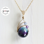 宇宙＊タイガーアイ＊アメジスト・タンザナイト・アクアクリスタル＊ネックレスチャーム