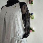 【小柄さん】キャミソール後ろギャザー🍃ミモザ刺繍