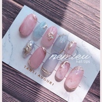 #7 ネイルチップ くすみピンク ブルー♡ 大人可愛いネイル ニュアンスネイル フットネイル おしゃれネイル 推しカラーネイル