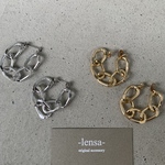 【再再販】236-2.シンプルだけど個性派ピアス💎チェーン フープ ピアス 2color lensa