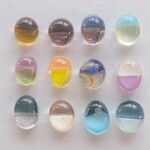 355   ガラスビーズ　小粒　縦長ふっくら　2トーン　縦9〜11mm