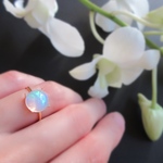 【極上粒】大粒9mm「ウォーターオパール」カボションリング