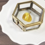 天然石アゲート(瑪瑙) 一粒ピアス　イエロー系