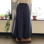 （送料込み）久留米絣ギャザーフレアースカート