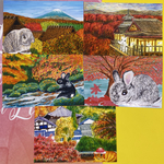 秋のSALE うさぎちゃん紅葉を見に行く🍁part2 同柄ポストカード5枚セット