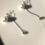 コットンパールとビジューのノンホールピアス☆