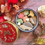 秋のヘルシークッキー缶☆バター不使用☆りす☆森の収穫祭☆ハリネズミ☆3缶まで同梱可能です☆