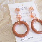 金木犀のナチュラルウッドリング　ピアス