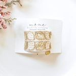 インド刺繍　刺繍リボン　ゴールド　スパンコール　ホワイト　白　ゴールドタグ　ポニーフック　＊　結婚式　ヘアアクセサリー  ヘアカフス　髪飾り　プチギフト　プレゼント　お呼ばれ　ウェディング　お洒落　