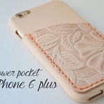 ayano-915様オーダー専用　一枚革カードケース付（花柄）iPhone6plus・6splus用