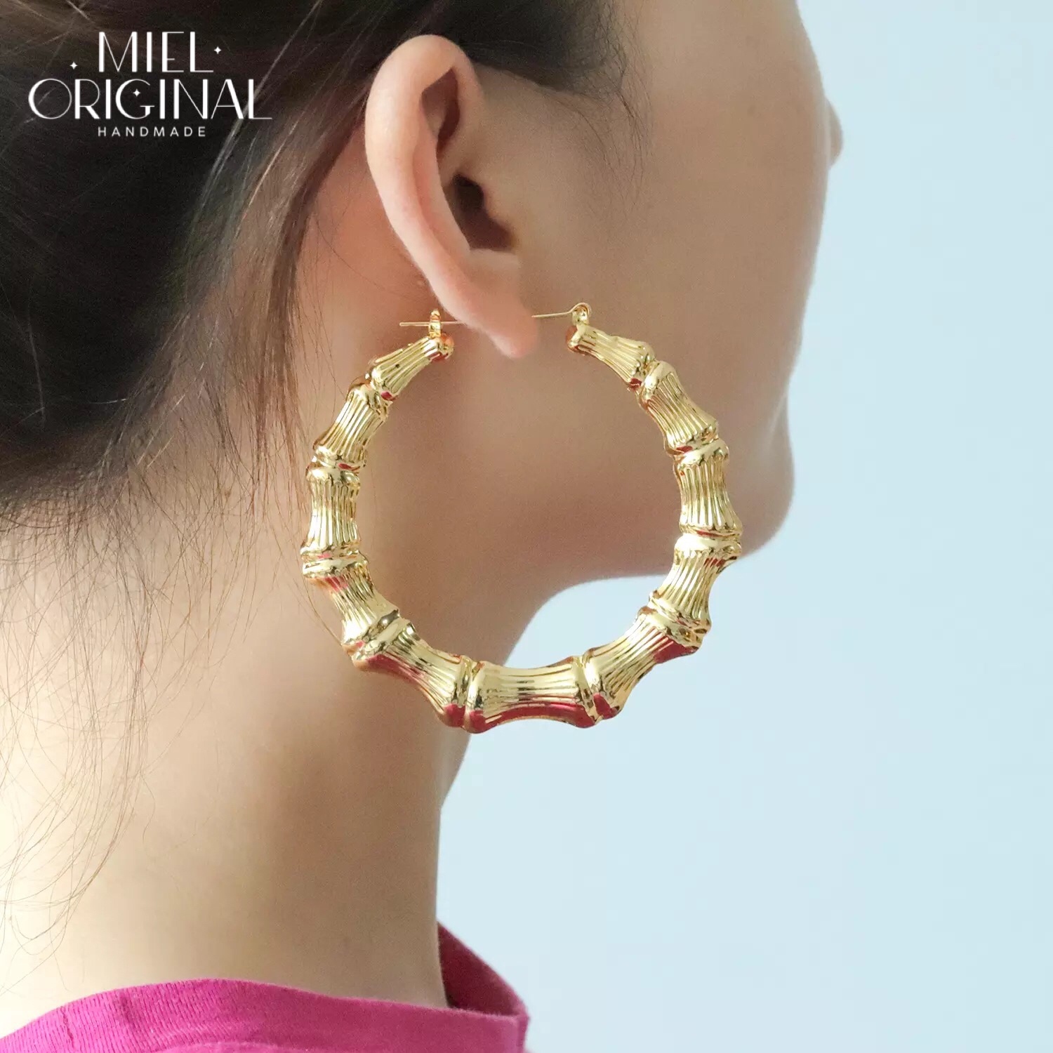 名入れ✨バンブーフープピアス カスタムピアス 名前入り ネームピアス