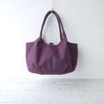 深みボルドーのリネン　バルーンバッグ