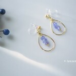 【再販】＊ラベンダーの花一輪　可憐なノンホールピアス（イヤリング）＊タンザナイト＊ピアスに変更可能