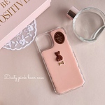 ダスティピンク×くまチョコの大人シンプルiPhone12/12Proケース