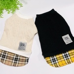 犬服『タータンチェック　アラン風ニット　重ね着風タンクトップ』タンクトップ　わんこ服　冬　秋