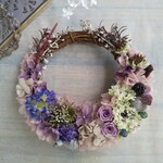 【特集掲載】Jolie botanique＜jacinthe＞＊ハーフムーンリース＊プリザーブドフラワー＊お花＊ギフト＊結婚祝い＊新築祝い＊お誕生日祝い＊フラワーギフト