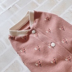 再販🌸 犬服M フラワーバード  スモークピンク バックオープン(背中開き)✨送料無料✨