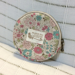 タグ付き！YUWAの花柄の丸い小銭入れ「濃淡ピンク×アクアブルー」(A)