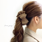 ［送料無料］バナナクリップ・レトロ調・ストライプブラウン