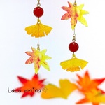 秋 紅葉×イチョウピアス/イヤリング               　　　　　　　　　　　アシンメトリー もみじ 銀杏 冬