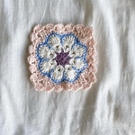 フリルフラワーモチーフknitコースター＊ヌーディーピンク＊
