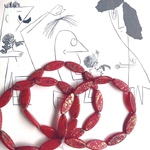 【1連10コセット】JIRI＊IVANA#czech beads#チェコビーズ　oval20✖️8㎜ red/gold rain