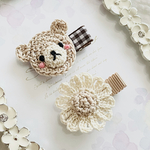 ✿ほっぺくまちゃん&ナチュラルマーガレット　ベビーヘアクリップ♡ 出産祝い　プレゼント　ギフト　新生児　赤ちゃん　誕生日プレゼント　プチギフト