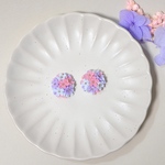 小さなお花畑ピアス　つまみ細工　No.002