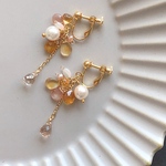 こっくり秋色天然石のロングイヤリング / ピアス