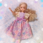 【再販1】【新作】パープルリボン＆フラワーワンピ☆リカちゃん☆ブライス☆ハンドメイド 