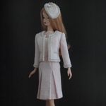 総裏付きスーツ＋帽子＋インナーの4点セット［ピンク・銀ブレード］【Barbie FR FashionRoyalty PoppyParker Misaki】